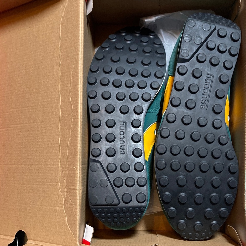 NIB Saucony Trainer 80 Unisex Men's 11 Womens 12.5 Teal & Mustard Sneakers - Picture 4 of 6